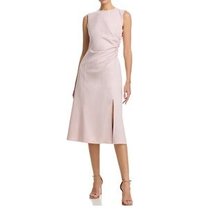 BOSS Dianah Ruched Midi Dress Elegant Pink Sleeveless Dress